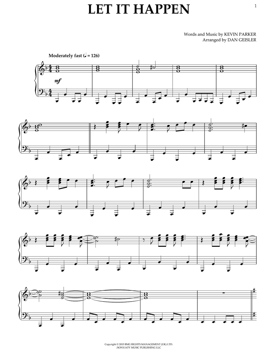 Let It Happen Let It Happen Piano Solo scores gallery preview page 1