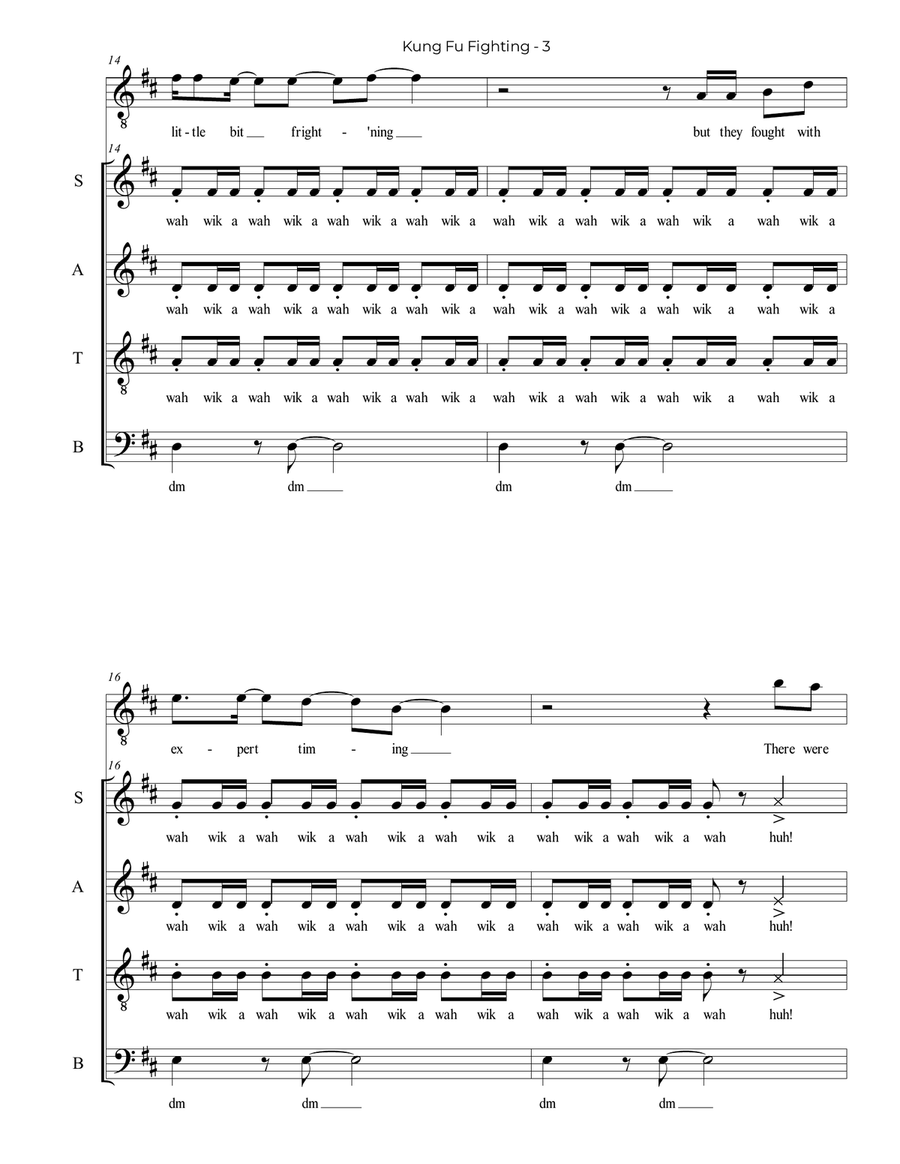 Kung Fu Fighting 4-Part scores gallery preview page 3