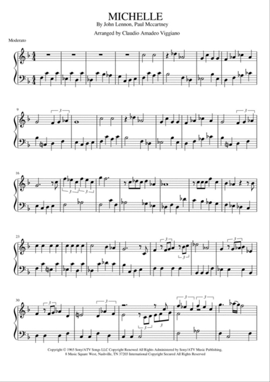 Michelle Michelle Easy Piano scores gallery preview page 2