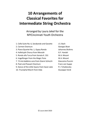 10 Arrangements of Classical Favorites for Intermediate String Orchestra