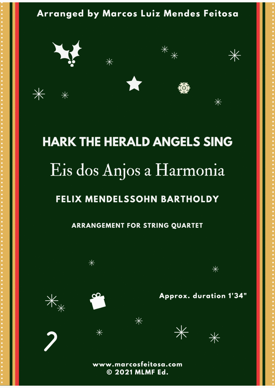 Hark The Herald Angels Sing (Eis dos Anjos a Harmonia) - String Quartet String Quartet scores gallery preview page 1
