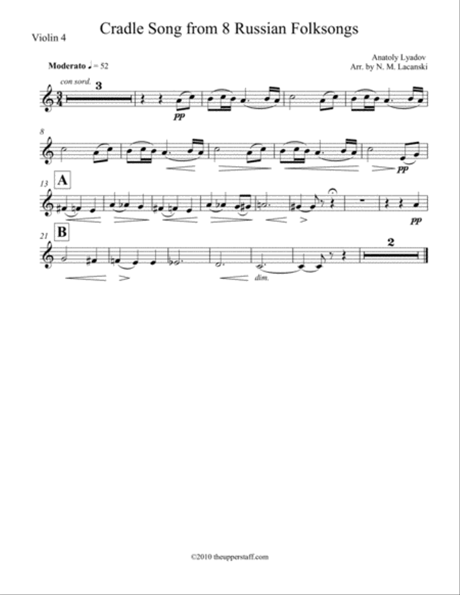 8 Russian Folksongs Cradle Song String Orchestra scores gallery preview page 6