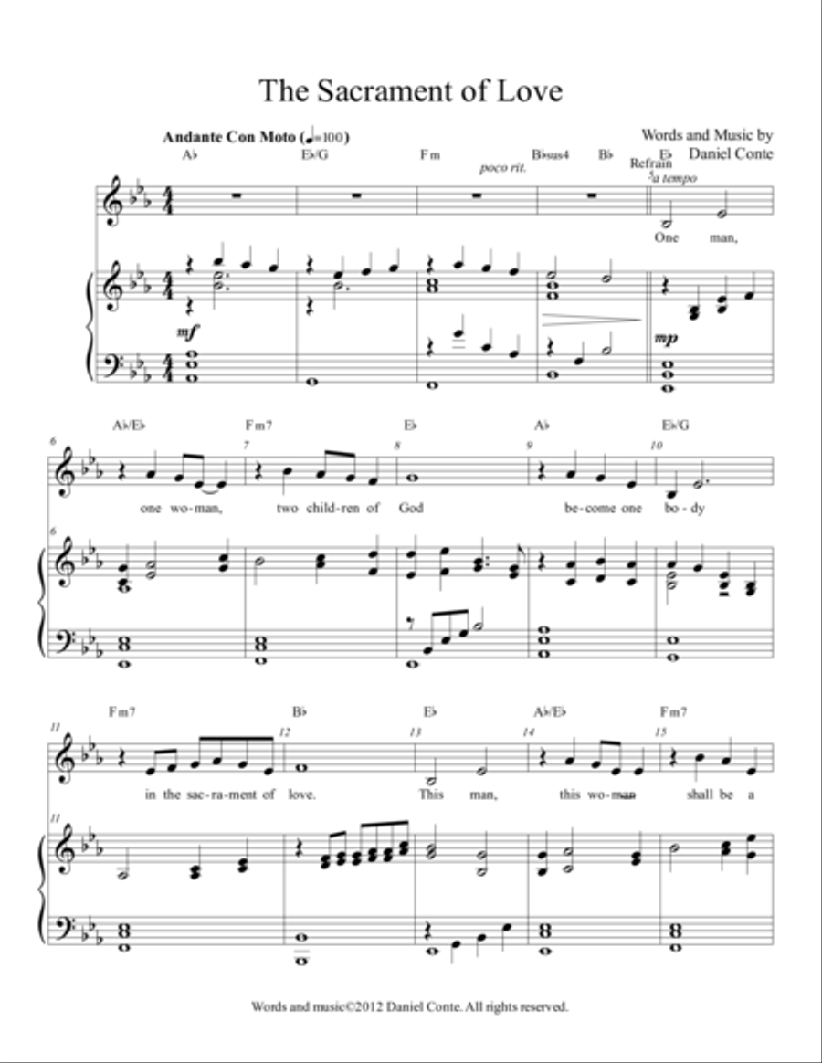 Sacrament of Love Eb Sacrament of Love Eb Piano, Vocal, Guitar scores gallery preview page 1
