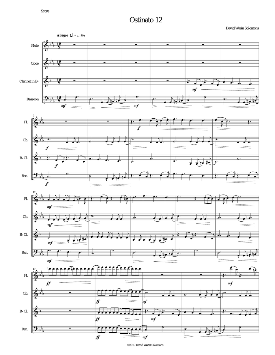 Ostinato 12 for wind quartet Woodwind Quartet scores gallery preview page 1