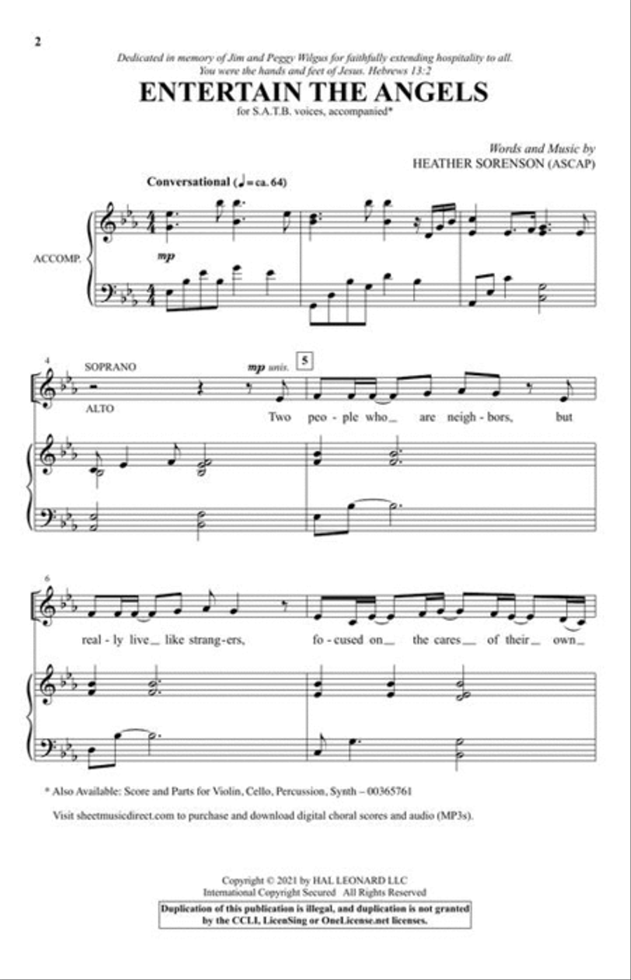 Entertain the Angels Entertain the Angels 4-Part scores gallery preview page 3