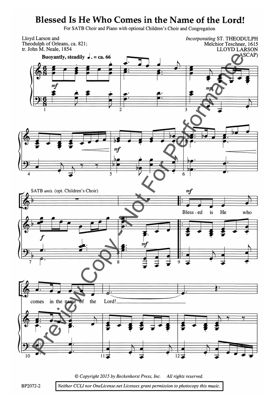 Blessed Is He Who Comes in the Name of the Lord! 4-Part scores gallery preview page 3