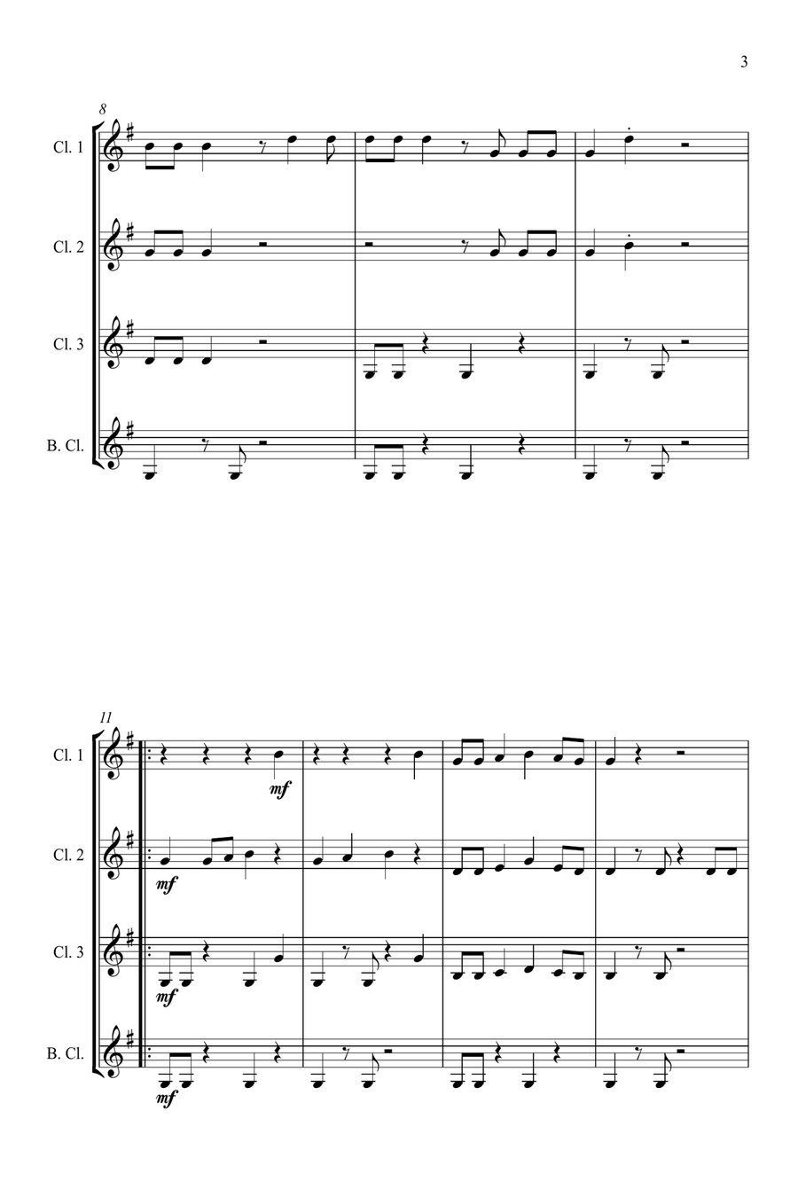 Single Ladies (Put A Ring On It) Clarinet Quartet scores gallery preview page 3
