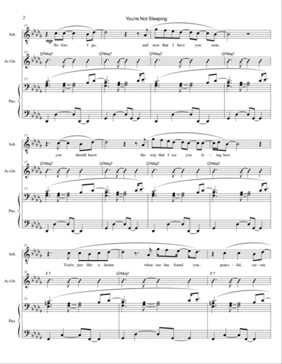 You're Not Sleeping Piano, Vocal, Guitar scores gallery preview page 2