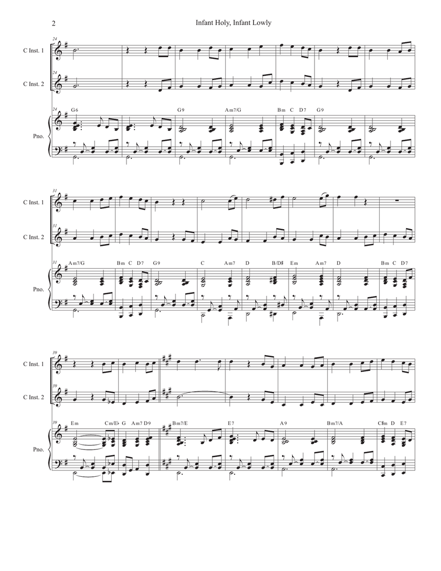Infant Holy, Infant Lowly (Duet for C Instruments) Piano scores gallery preview page 2