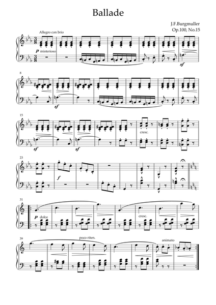 Friedrich Burgmuller - Ballade Op.100, No.15