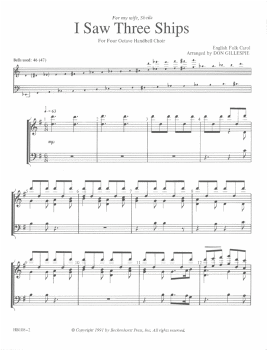 I Saw Three Ships - Gillespie 4-Octaves scores gallery preview page 6