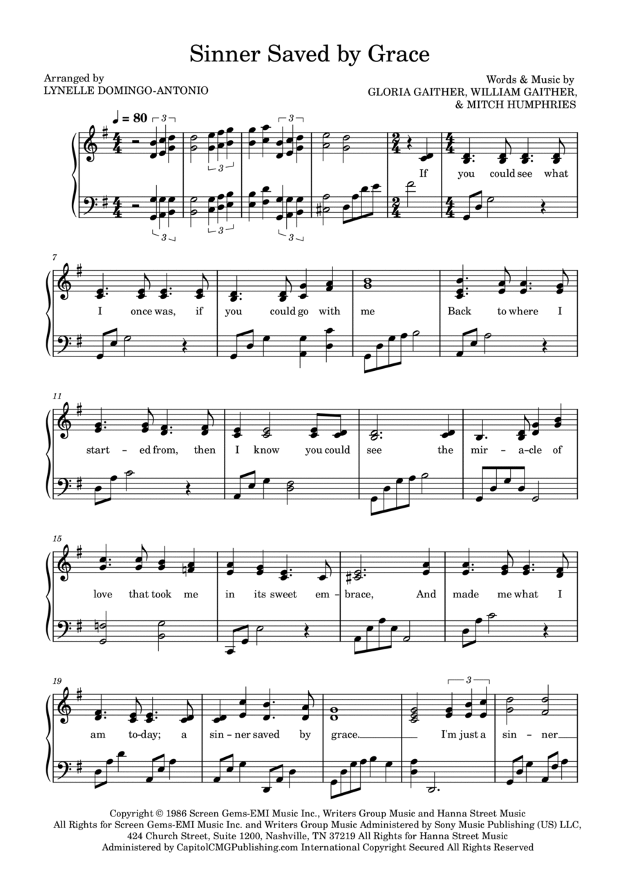 Sinner Saved By Grace Piano Solo scores gallery preview page 1