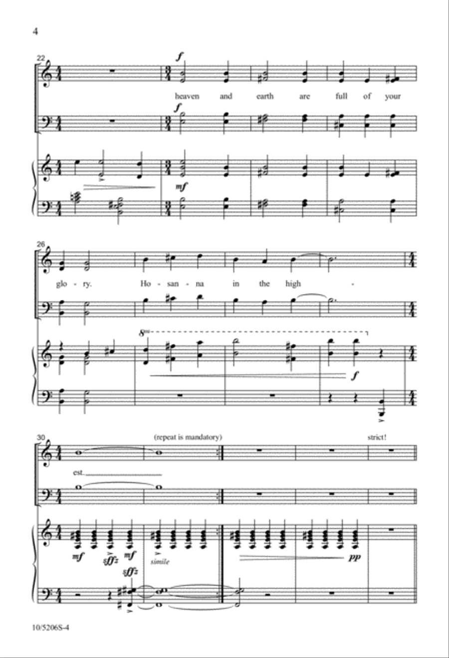 Festival Sanctus 4-Part scores gallery preview page 4