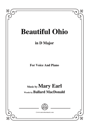 Mary Earl-Beautiful Ohio,in D Major,for Voice and Piano