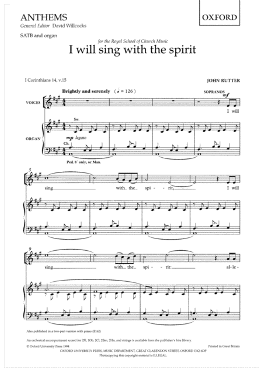 I will sing with the spirit 4-Part scores gallery preview page 1