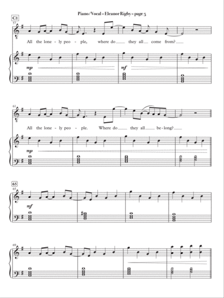 Eleanor Rigby Eleanor Rigby Voice scores gallery preview page 5