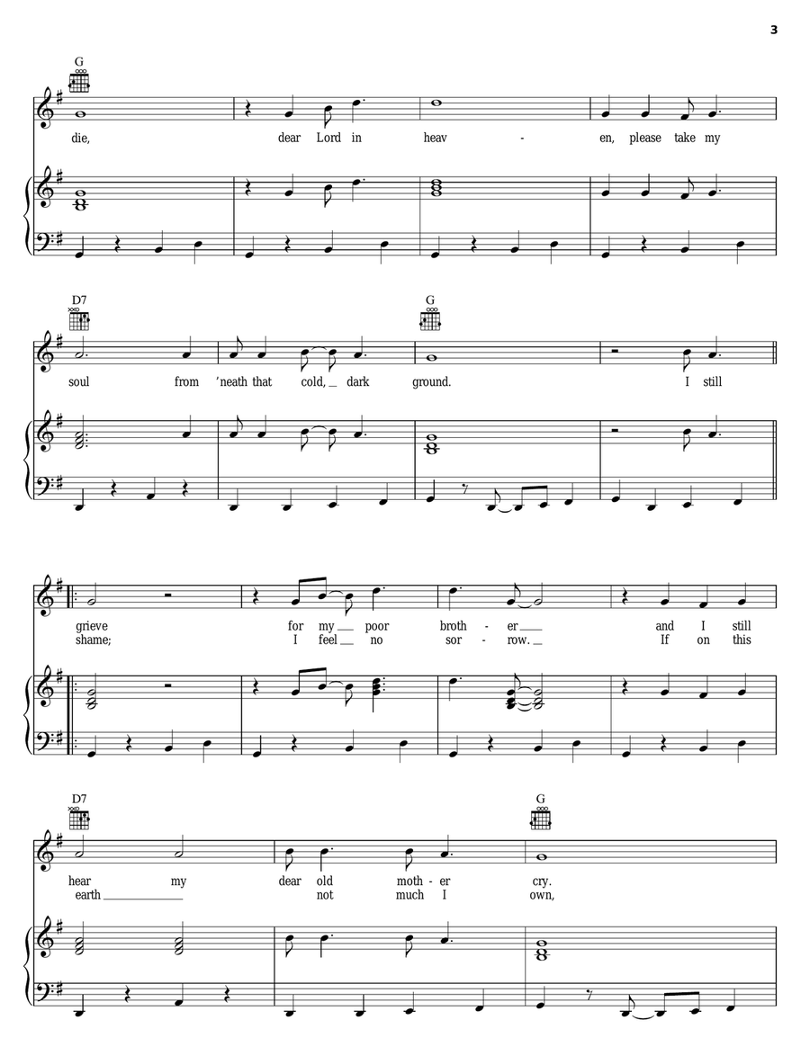 Miner's Prayer Miner's Prayer Piano, Vocal, Guitar scores gallery preview page 3