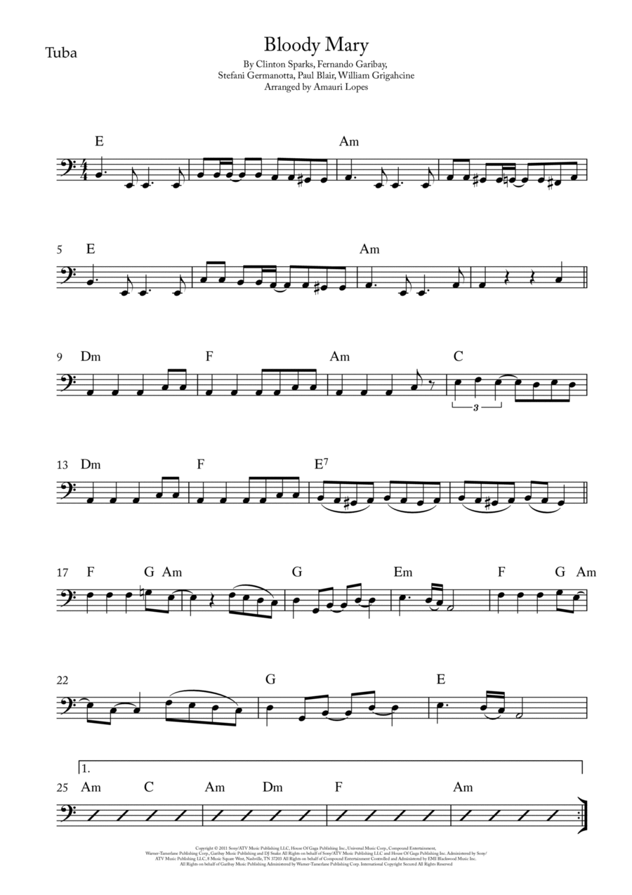 Bloody Mary Bloody Mary Tuba scores gallery preview page 1