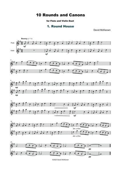 10 Rounds and Canons for Flute and Violin Duet