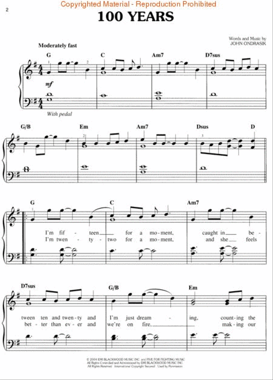 100 Years Easy Piano scores gallery preview page 2