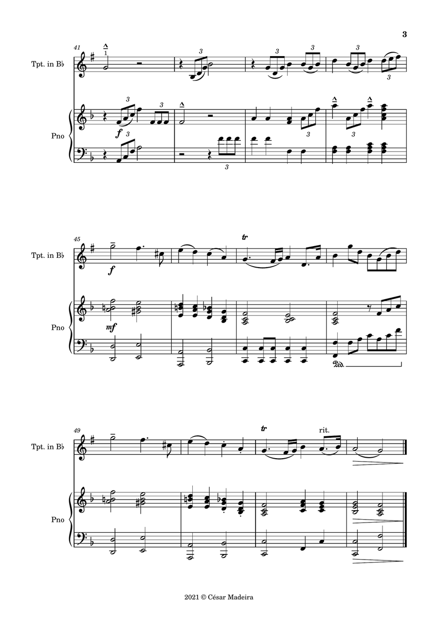 The Wedding March - Bb Trumpet and Piano (Full Score and Parts) B-Flat Trumpet scores gallery preview page 4
