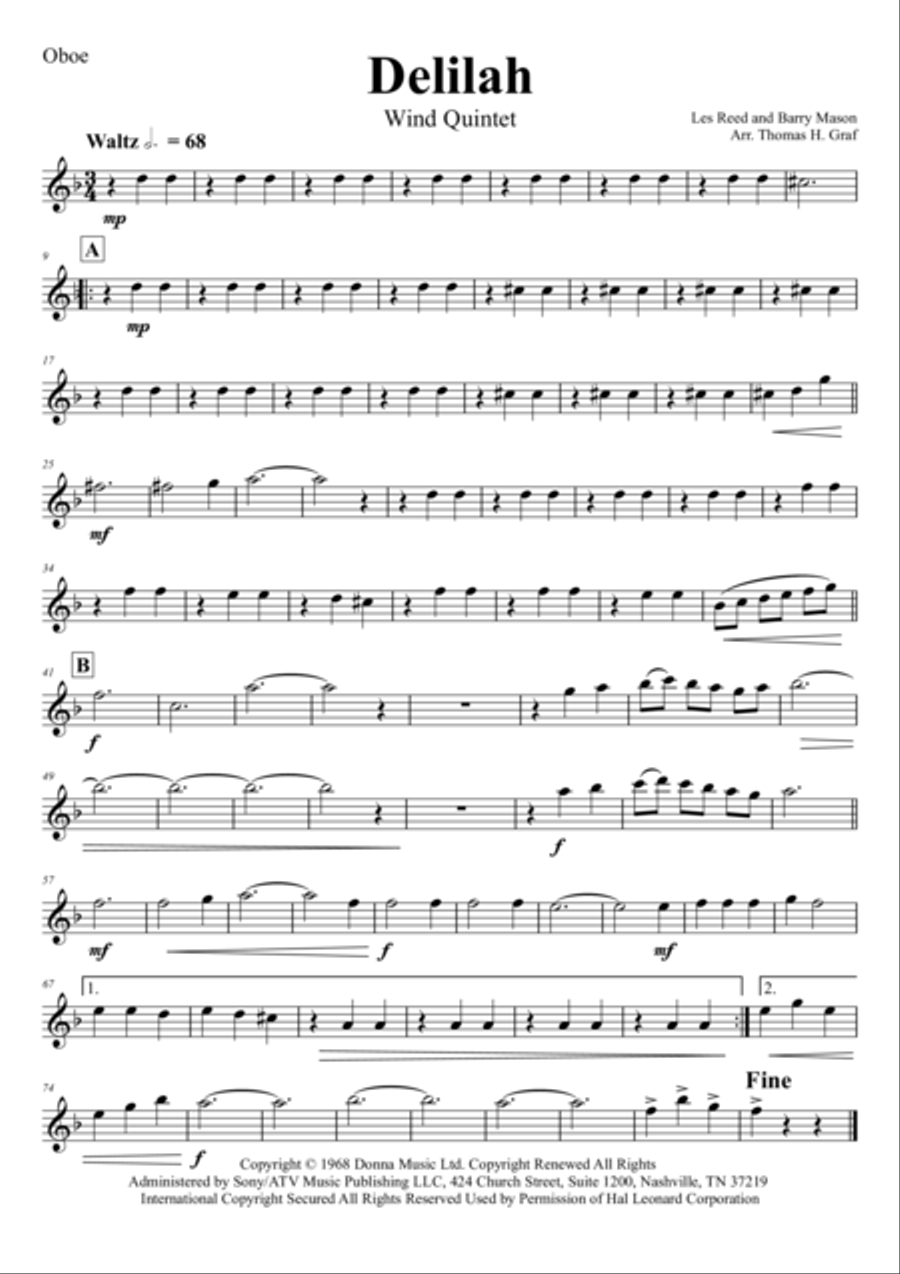 Delilah Woodwind Quintet scores gallery preview page 5