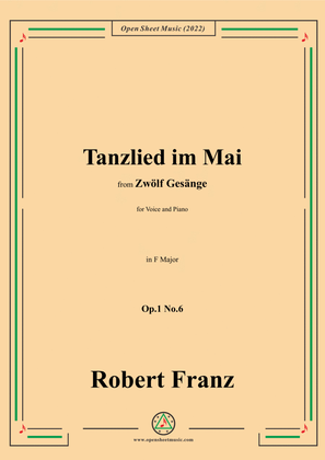 Book cover for Franz-Tanzlied im Mai,in F Major,Op.1 No.6,from Zwolf Gesange