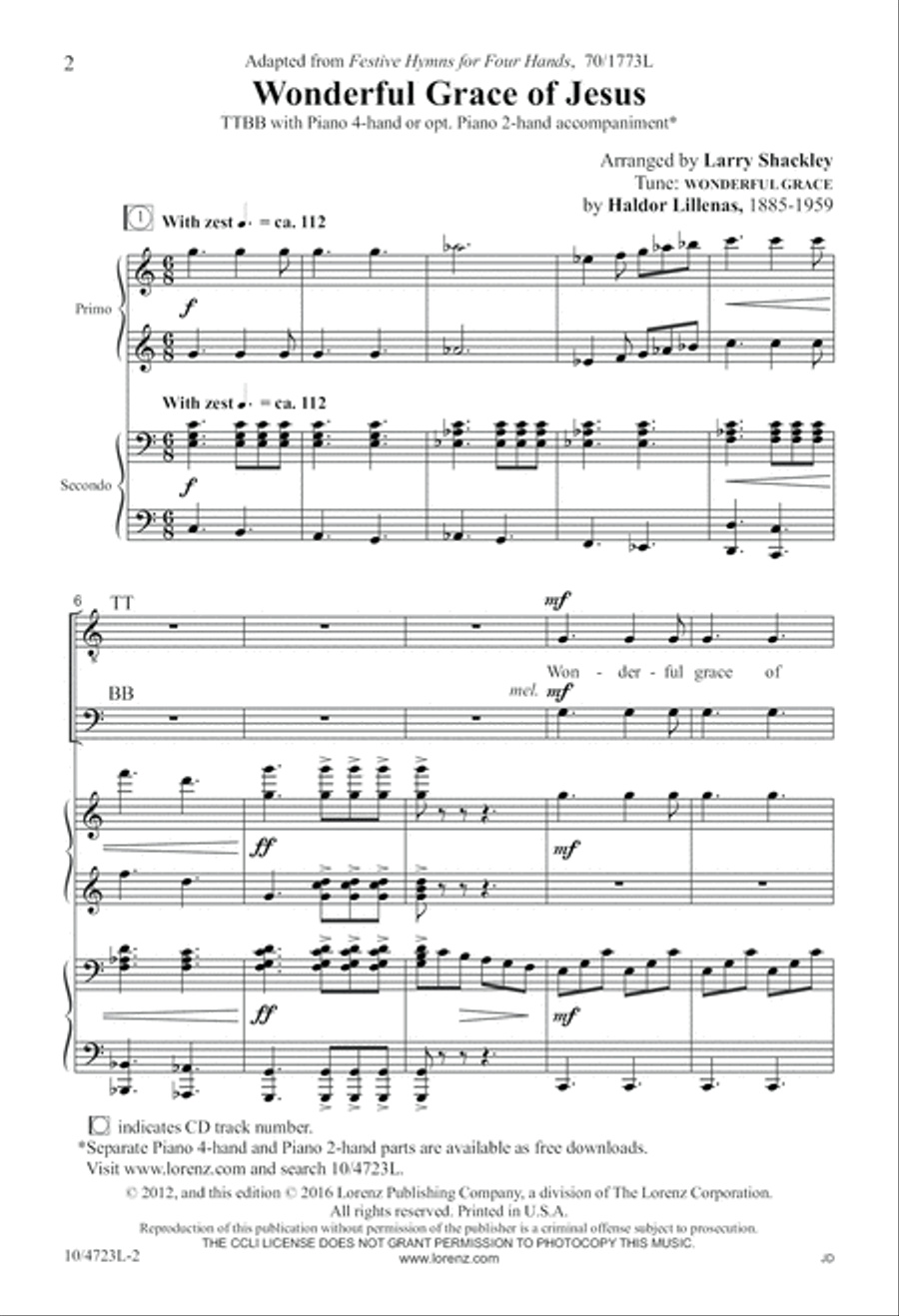 Wonderful Grace of Jesus TTBB scores gallery preview page 2