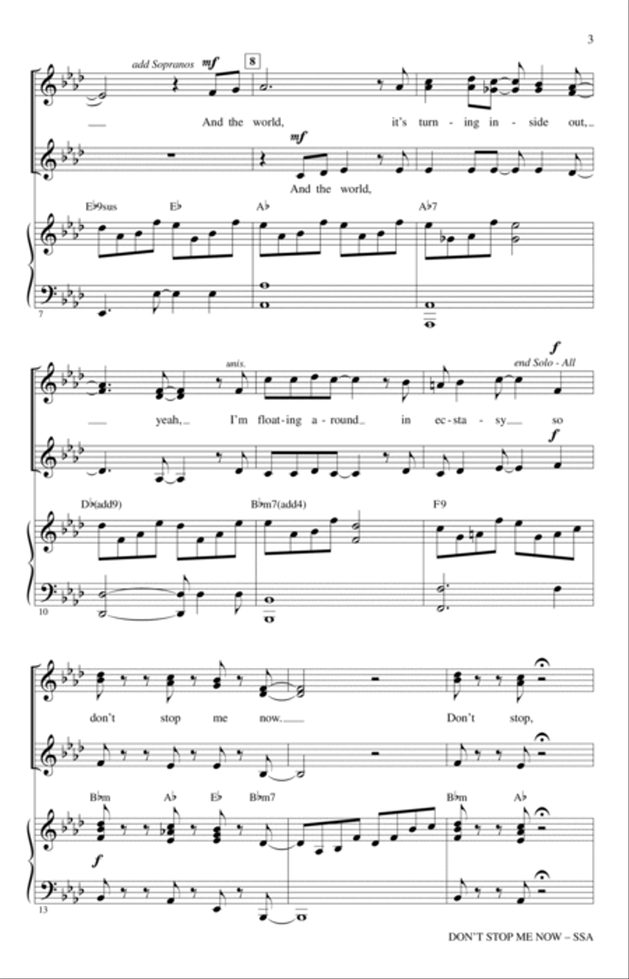 Don't Stop Me Now (arr. Mark Brymer) SSA scores gallery preview page 2