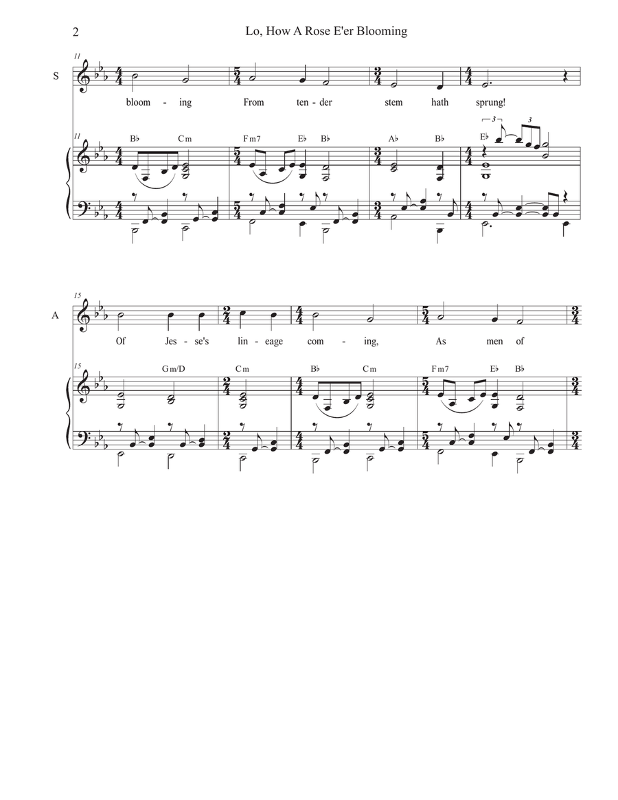 Lo, How A Rose E'er Blooming (Duet for Soprano and Alto solo) image number null