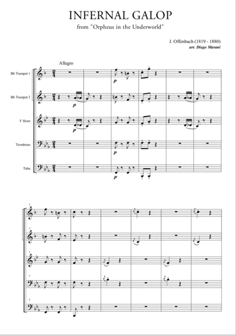 Infernal Galop (Can Can) for Brass Quintet Brass Quintet scores gallery preview page 1
