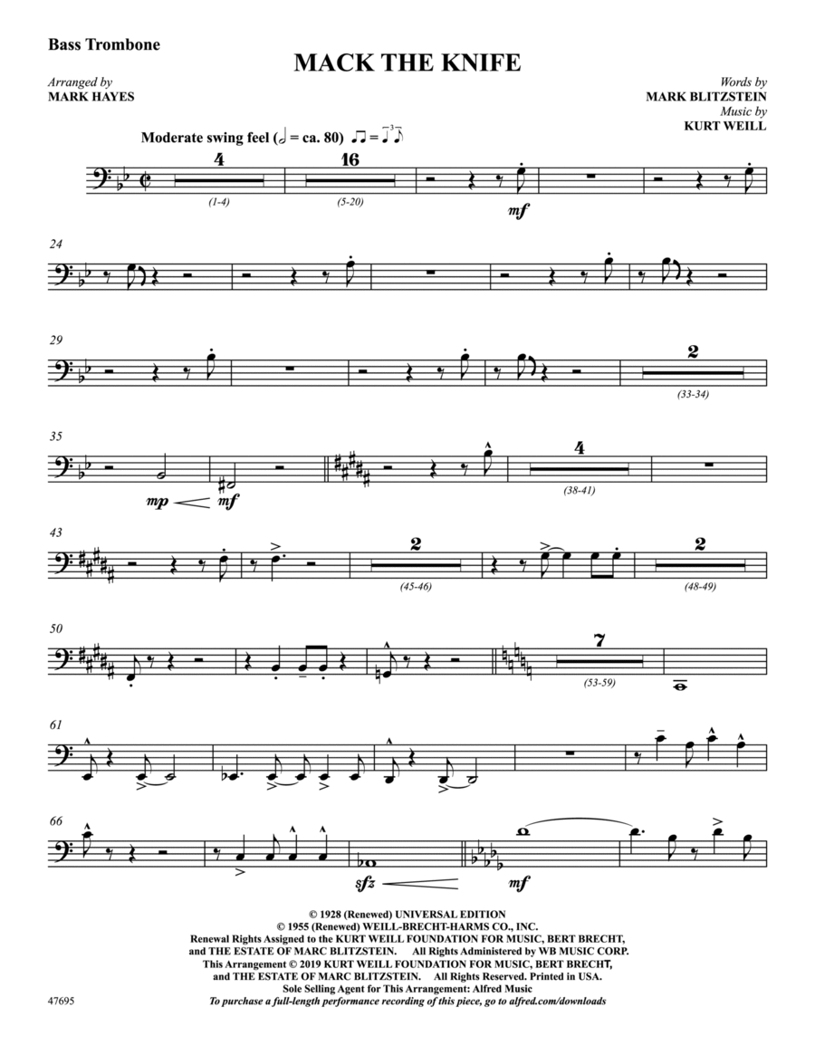Mack the Knife: Bass Trombone Part scores gallery preview page 1