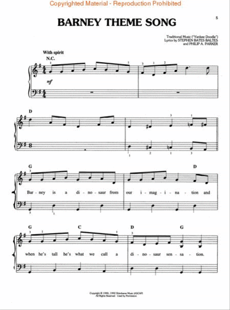 The Barney Songbook Easy Piano scores gallery preview page 2