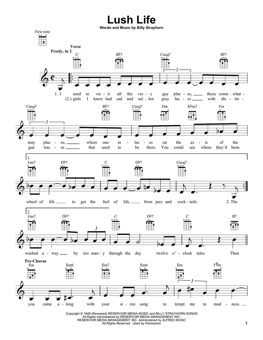 Lush Life Lush Life Ukulele scores gallery preview page 1