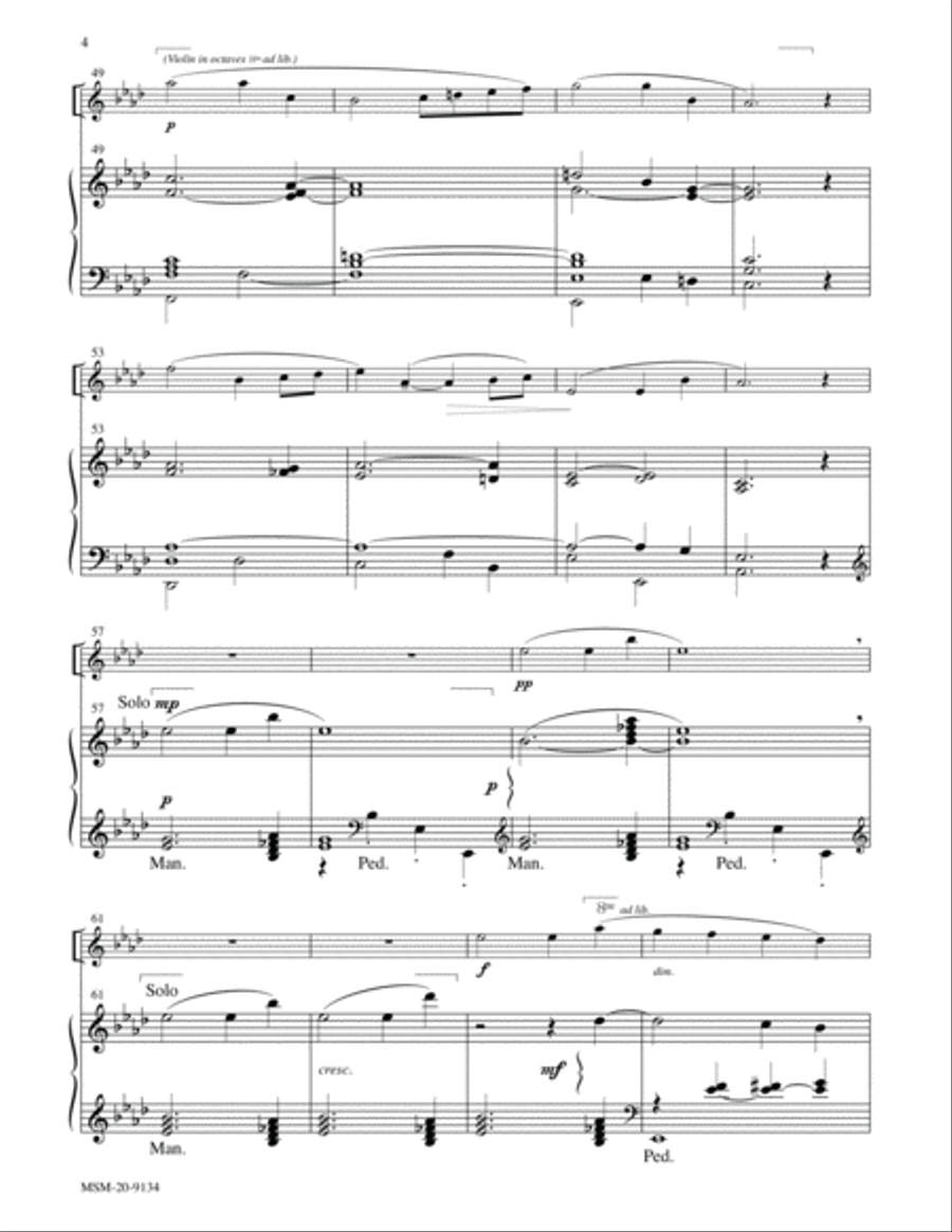 Meditation for Solo Instrument and Organ Violin scores gallery preview page 4