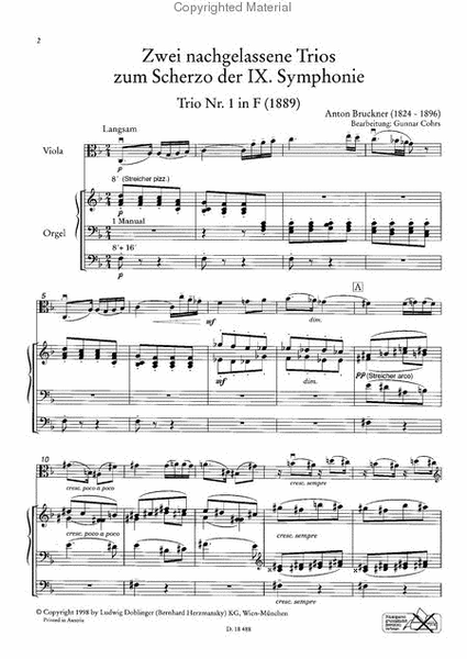 Zwei nachgelassene Trios zum Scherzo der IX.Symphonie