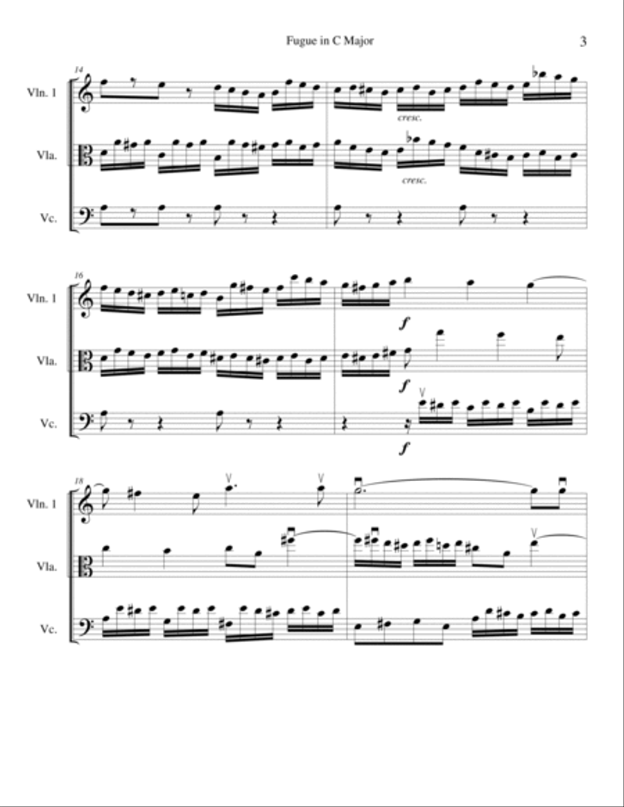 Fugue in C Major String Trio scores gallery preview page 3