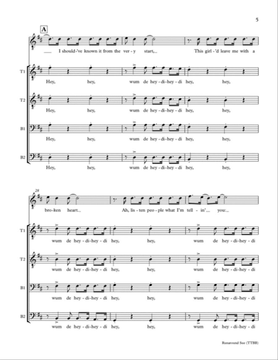 Runaround Sue TTBB scores gallery preview page 4