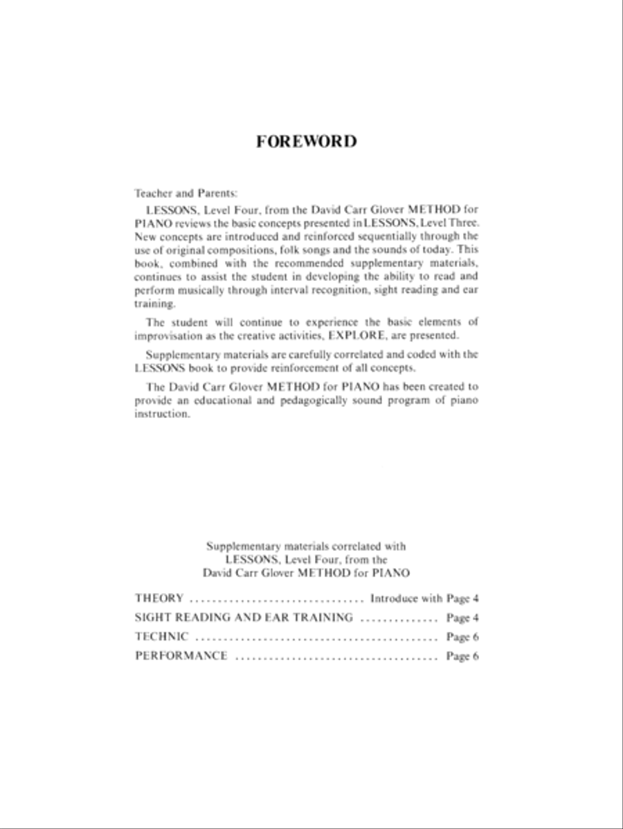 David Carr Glover Method for Piano Lessons Piano Method scores gallery preview page 2