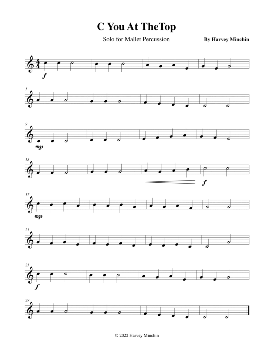 C You At The Top For Solo Mallet Percussion Percussion Ensemble scores gallery preview page 1