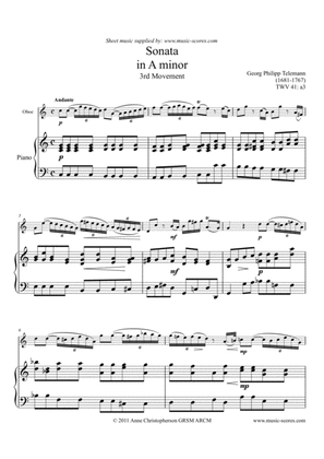 Telemann Sonata in A Minor TWV 41:a3, 3rd Movement - Oboe and Piano