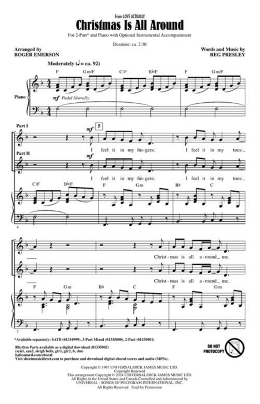 Christmas Is All Around (from Love Actually) 2-Part scores gallery preview page 3