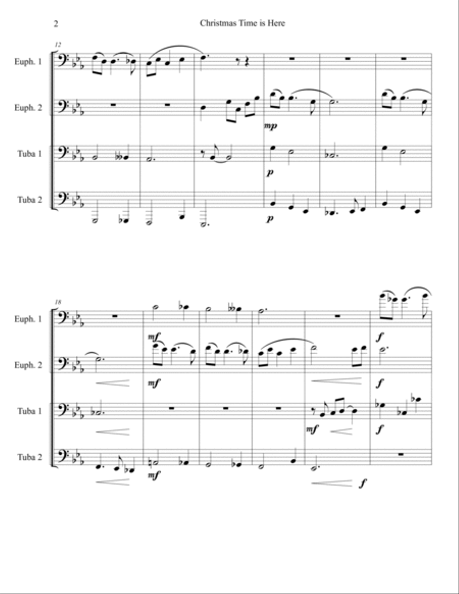 Christmas Time Is Here Brass Duet scores gallery preview page 2