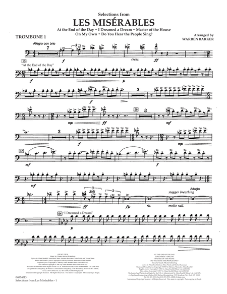Selections from Les Misérables (arr. Warren Barker) - Trombone 1
