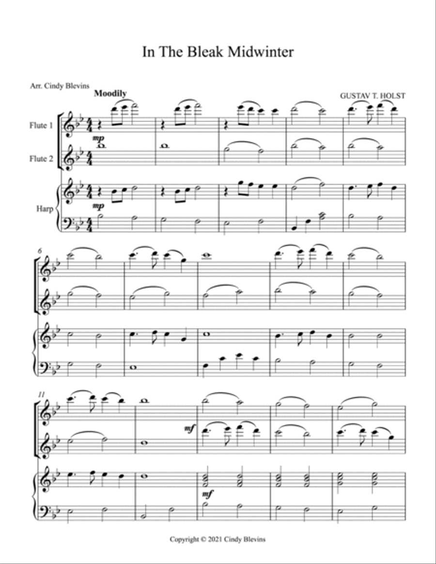 In the Bleak Midwinter, Two Flutes and Harp Flute Duet scores gallery preview page 2