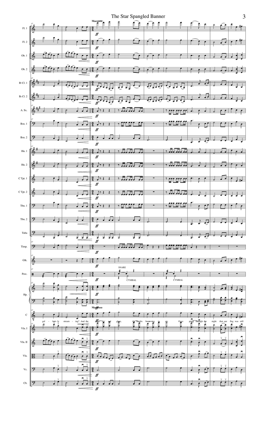 Star Spangled Banner for Orchestra and Voice Full Orchestra scores gallery preview page 4
