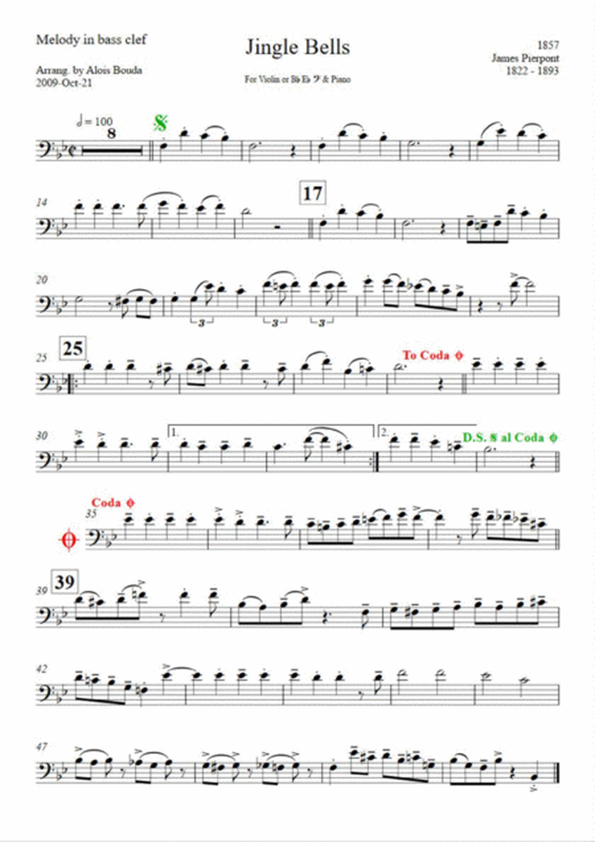 Jingle Bells (easily swinging solo & piano) image number null