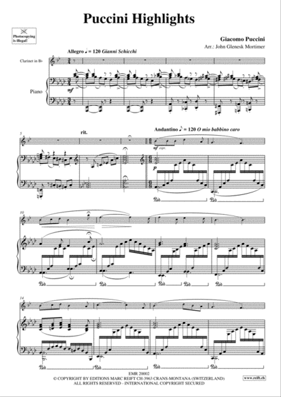 Puccini Highlights Clarinet Solo scores gallery preview page 3