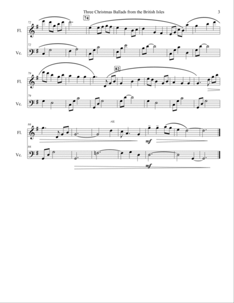 Three Christmas Ballads from the British Isles Flute scores gallery preview page 4