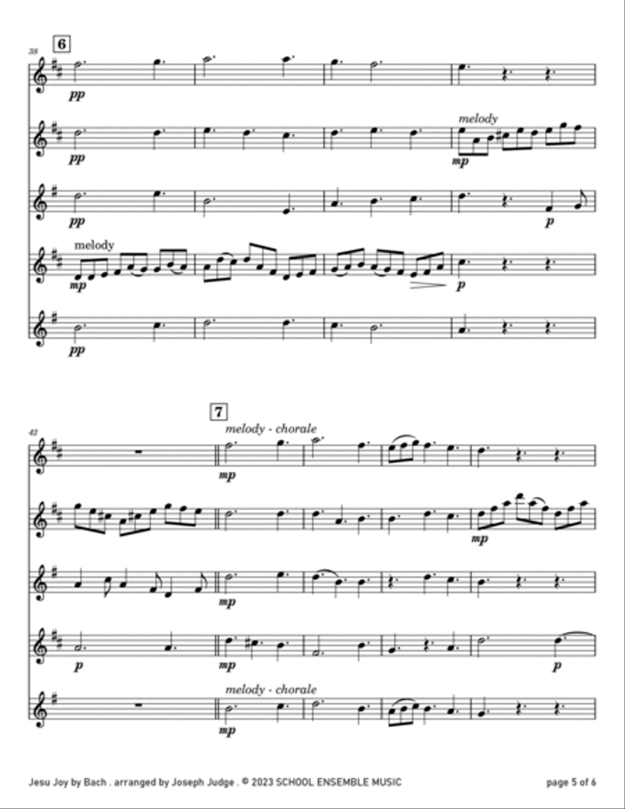 Jesu Joy by Bach for Saxophone Quartet in Schools Saxophone Quartet scores gallery preview page 5